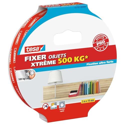 Tesa Adhésif Powerbond Xtreme double face ultra fort 5 m x19 mm Jusqu'à 500 kg