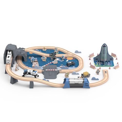Wooden Train Set (Space Theme)