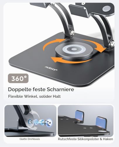 Nulaxy 360° Drehbarer Laptop Ständer, Notebook Halterung für Schreibtisch – Ansicht 6