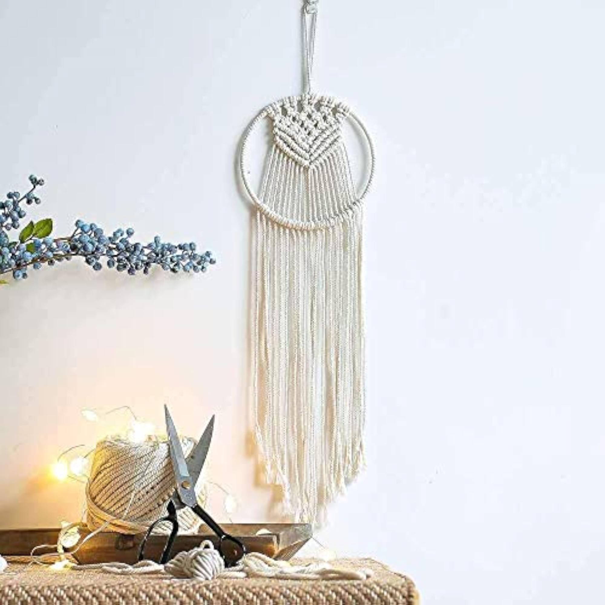 Macrame Crescent Moon Dreamcatcher Wall Hanging Decor