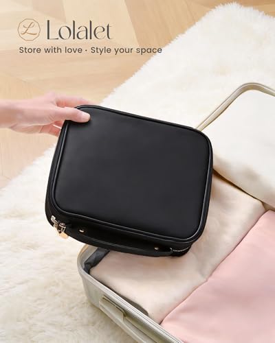 Lolalet Travel Jewelry Notebook Organizer Case, Large Jewelry Binder Book with Individual Pouches, Portable Leather Zippered Bag for Jewelry Storage of Earring, Ring & Necklace, Gift for Women -Black — view 6