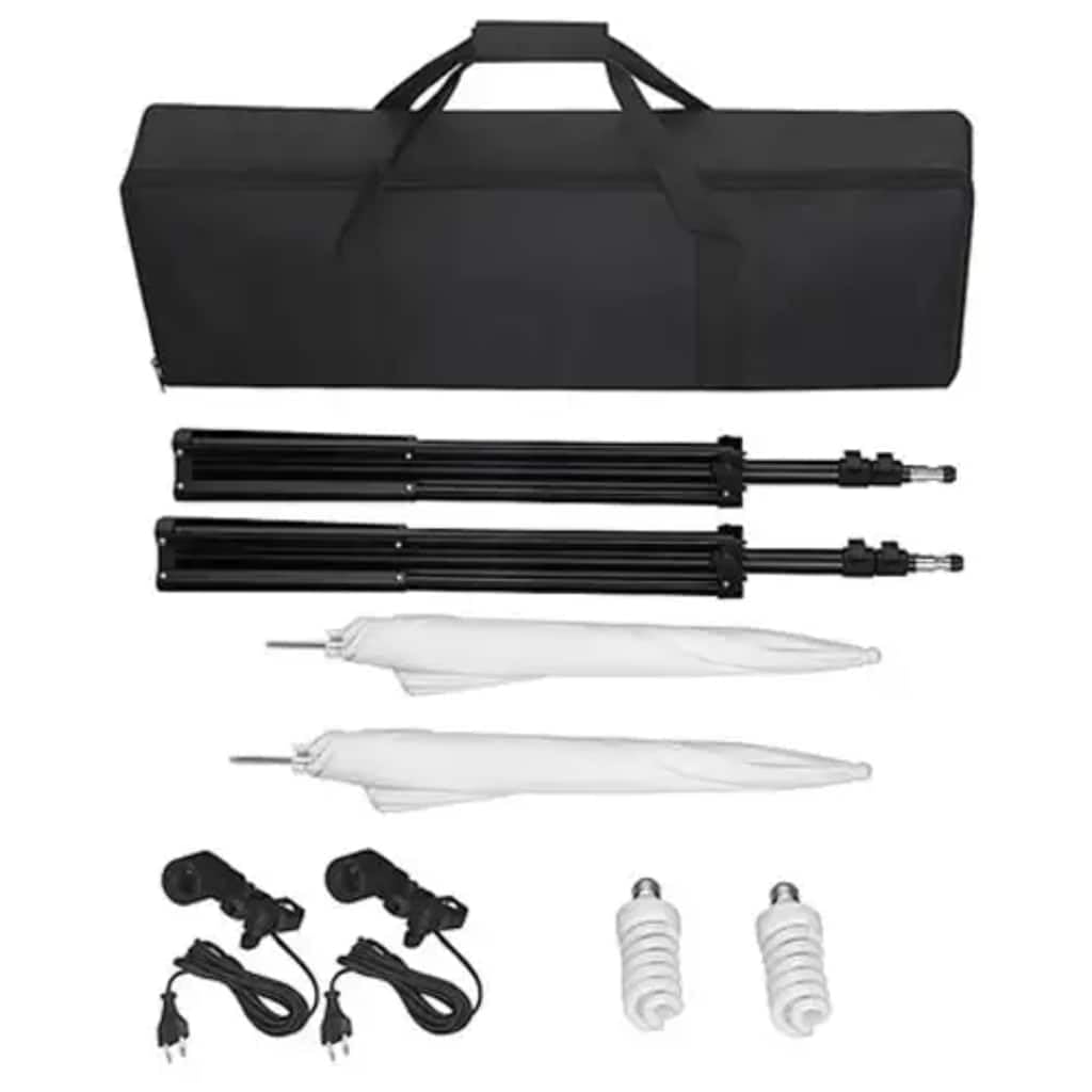 Set da studio fotografico con sfondo, kit di illuminazione, treppiede regolabile, 300 x 300 cm, sfondo in cotone, borsa per il trasporto, ideale per ritratti e fotografia di prodotti in