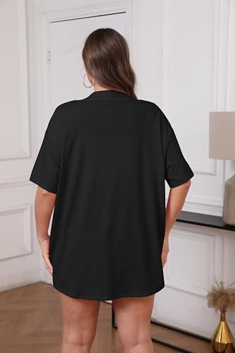Image of IN'VOLAND Women Plus Size Lightweight Cardigan Short Sleeve Open Front Casual Summer Kimonos Cardigans with Pockets