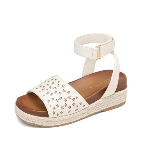 Image of DREAM PAIRS Girls Platform Wedge Open Toe Espadrille Sandals with Buckle Ankle Strap for Little Kid /Big Kid