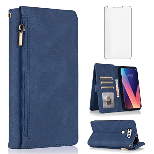 Étui portefeuille LG V30 anti-perte de cartes avec fermeture éclair