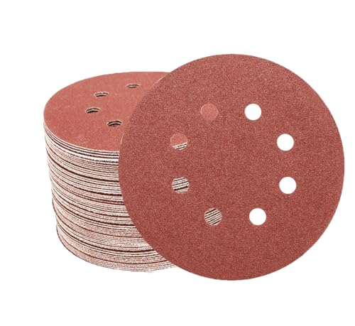Image of Inditrust 5-Inches Round Sanding Disc Hook and Loop Sand Paper in Bulk for Orbital Sander (50, 180 grit)