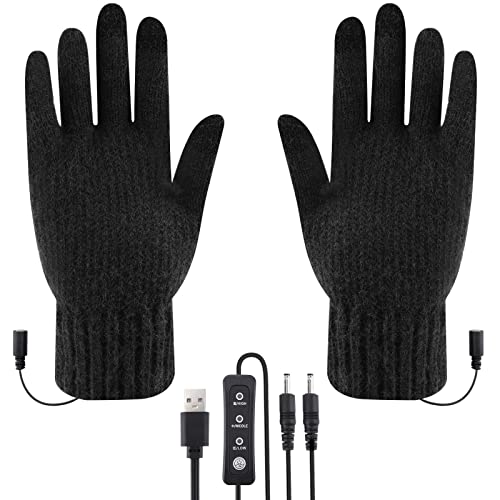 Touchscreen Handschuhe Herren Damen Achort Warme Winter Beheizbare Fahrrad Handschuhe Winterhandschuhe Laufhandschuhe Skihandschuhe Elastisch Atmungsaktiv für Motorrad Camping Wandern (Schwarz) Cover