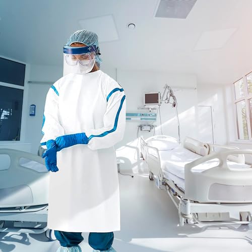 Vestido de isolamento descartável AMZ, XL. Pacote com 1 vestido descartável médico microporoso branc