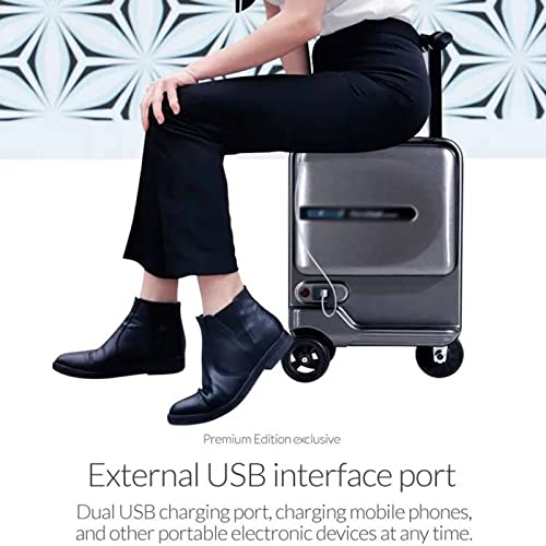 Smart Travel Luggage Aluminum Alloy Frame Ride On Suitcase, Black4