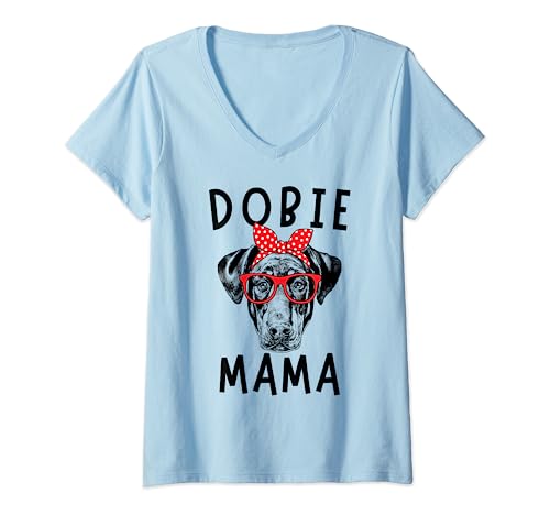 Dobie Mama Doberman Pinscher Perro Mamá Día de la Madre Camiseta Cuello V