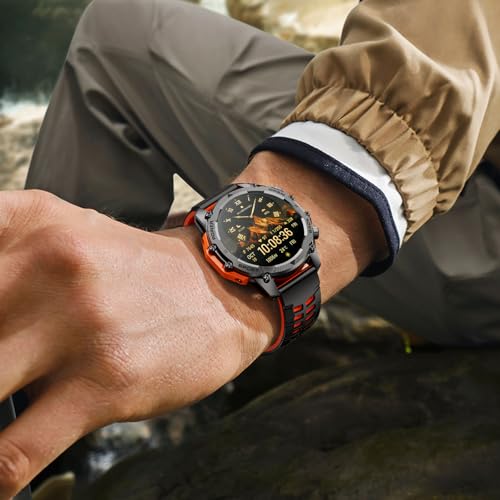 Smart Watch (Call/Notification),1.52'' Military Smart Watches for Men, Two Style Kits,Flashlight,100+Sport Modes/Heart Rate/Sleep Monitor/Pedometer, Fitness Tracker Android Phones iPhone Compatible2