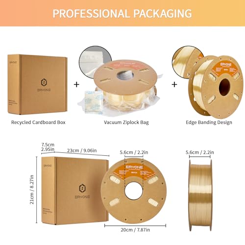 Image of ERYONE Silk PLA Filament for 3D Printer 1.75mm + /- 0.03mm, Shiny Filament 1kg (2.1lbs) /Spool, Light Cream Yellow