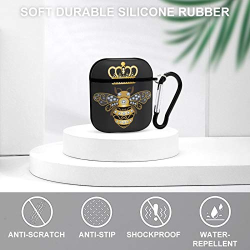 Queen Bee With Crown Airpods Case Cover For Apple Airpods 2&1 Cute Airpod Case For Boys Girls Silicone Protective Skin Airpods Accessories With Keychain #TOP2