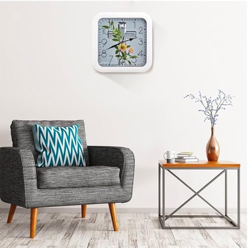 Horloge murale carrée branches de fleurs style moderne - 6