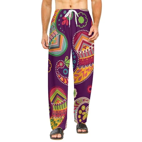 Bas de pyjama femme long pantalon vêtements de nuit imprimé mandala avec poches S