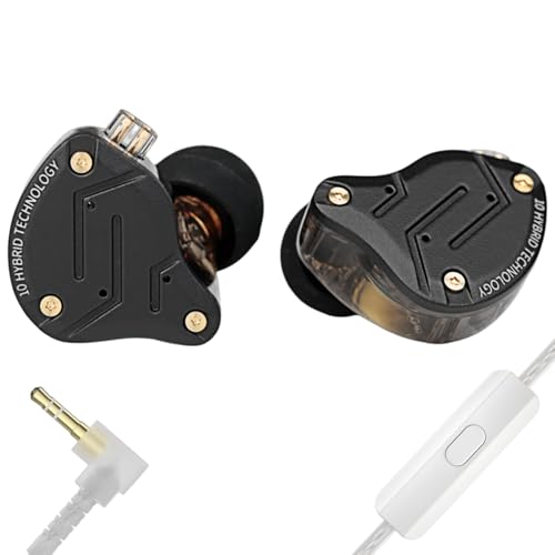 Image of KZ ZS10 PRO in Ear Monitor Headphones, 4BA+1DD 5 Hybrid Driver Gaming Earbuds Wired Earphones, HiFi Clarity Sound Immersive Bass IEMs for Gaming Musician Singer Audiophile(Matte Black with Microphone)