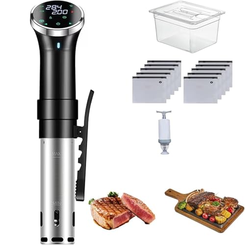 Cuocitore Sous Vide, Stick per Sous Vide a Riscaldamento Rapido con Display Digitale a LED, Pompa per Vuoto E Serbatoio d'Acqua da 6 L, Clip a Pulsante, Intervallo di Temperatura 25℃-95℃