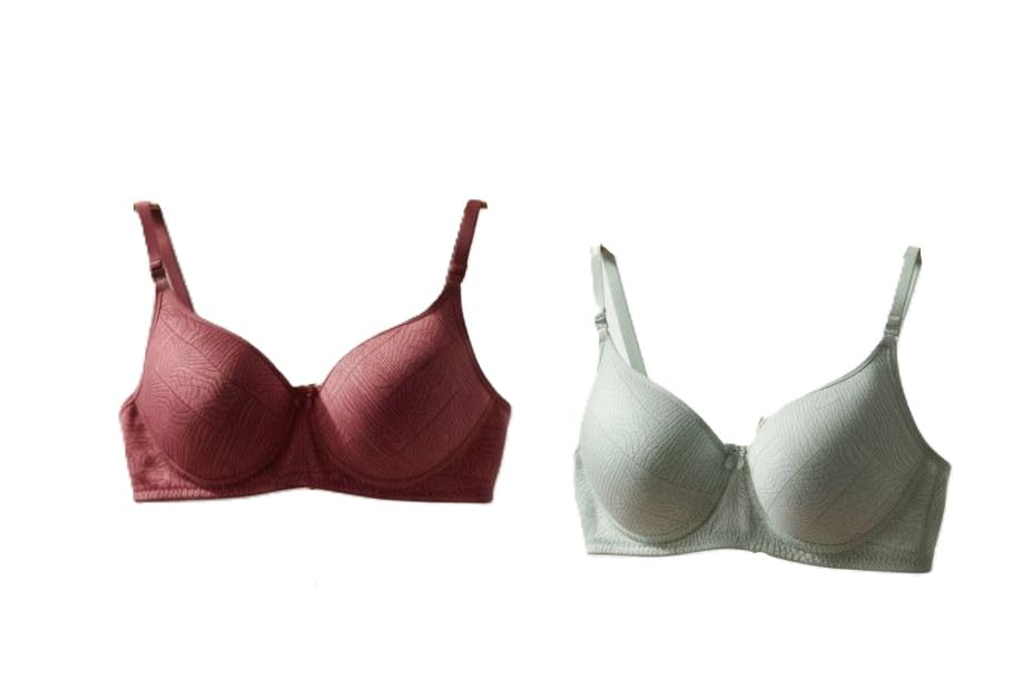 Pack of 2 Women Bra Underwire Padded Adjustable Strap Lift Seamless Support Comfort Fitness Daily-image-34