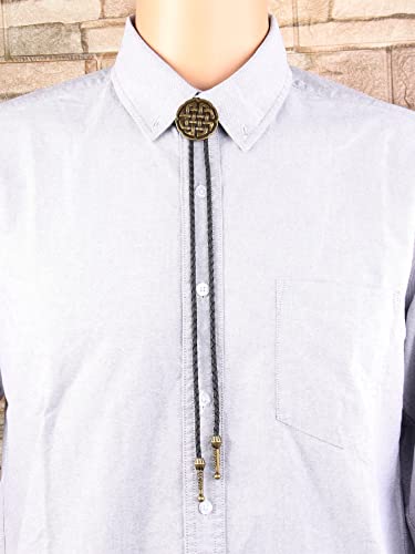 Image of GelConnie Bolo Ties for Men Women Western Cowboy Tie Mens Western Necklace Leather Necktie Gold Bolero Tie Cowboy Necklace