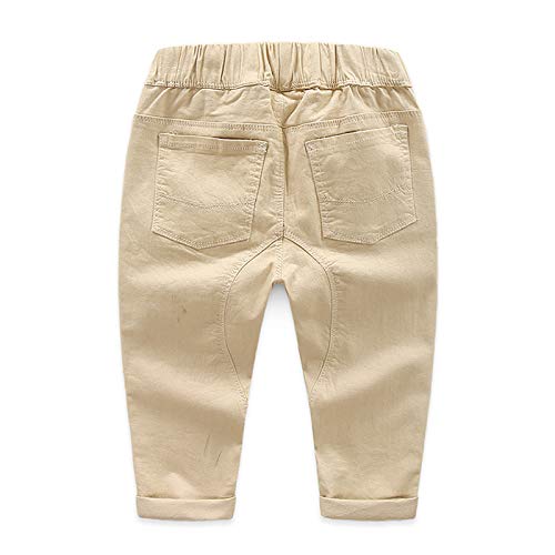 Deniy Baby Boys Cotton Linen Thin Casual Slim Pants, Khaki, 4-5T #TOP1