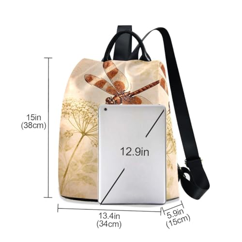 Image of ALAZA Watercolor Retro Dragonfly Dandelion Backpack Purse with Adjustable Straps for Woman Ladies