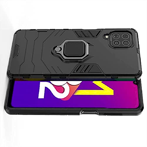 Image of Armor Defender Case | Rotating Ring Holder & Kickstand in-Built | Military Grade Armor | 360 Degree Protection Back Cover for Samsung Galaxy M32 4G / F22 4G / M22 4G (Black)