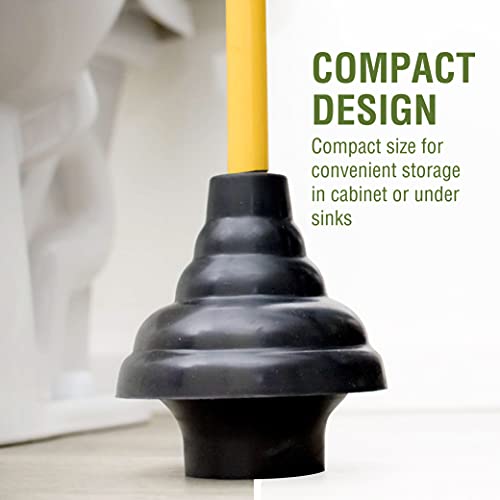 Image of LDR 512 3410A Heavy Duty Drain Handle Double Thrust Rubber Force Cup Removes Clogs for Bathrooms, Kitchens, Baths, Showers, Powerful Commercial and Residential, 26.40 inchX5.35 inch, Wood Flange Plunger