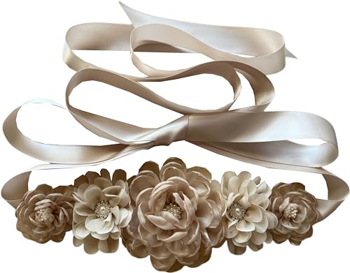 Organza maternity sash for baby shower flower girl sash (Champagne)