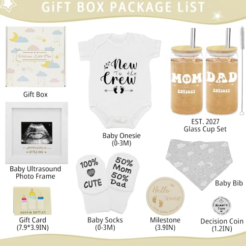 Image of New Parents Gifts Set for Couples,Gender Reveal Gifts with Mom and Dad Glass Cups,Pregnancy Gift Basket for New Parents,Pregnancy Announcemen (2027)