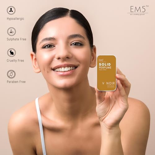 Image of EM5 Solid Perfume | Alcohol Free & Non-Greasy Cologne | Strong & Long Lasting Fragrance | 12g (V Noir (Woody, Spicy, Powdery, Amber))