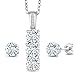 Gem Stone King Sterling Silver Sky Blue Aquamarine and White Diamond Pendant Earrings Set 2.04 cttw with 18 inch Silver Chain