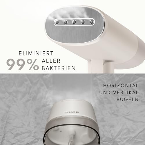 LEBENLANG Steamer Dampfglätter Reise - Kompakt Faltbar & Inkl. Reise Set I Dampfbügeleisen Steam Iron Dampfbürste für Dampfglätten Bügeln im Urlaub I Hand Reisesteamer mini handheld Travel Steam Sream