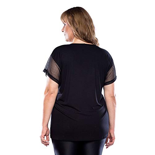 Camiseta Fitness Plus Size Merci Tule - Preto Camiseta Fitness Plus Size Merci Tule - Preto - Ps
