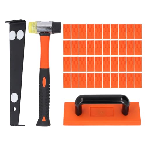 Kit de instalación de pisos laminados | 43pcs Herramientas prácticas con mazo suave de 295 mm y 40 espaciadores | Barra de extracción de servicio pesado/bloque de tapping para