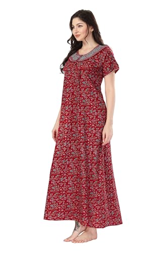 Image of Soulemo Women's Cotton, Rayon & Polyester Printed Maxi Nighty (Alpine) 861