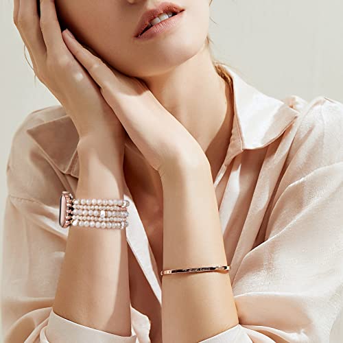 Image of MOFREE Beaded Bracelet Compatible for Apple Watch Band 38mm /40mm /41mm /42mm(Series 10) Women,Fashion Handmade Beads Elastic Stretch Strap for iWatch Series 10 /9 /8 /7 /SE /6 /5 /4 /3 /2 /1