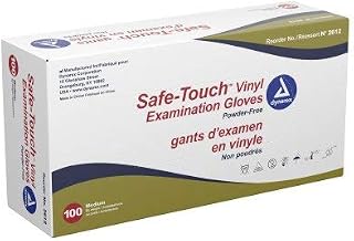 Dynarex Safe-Touch Vinyl Exam Glove Powder Free, Medium, 100 Count (Pack of 5)