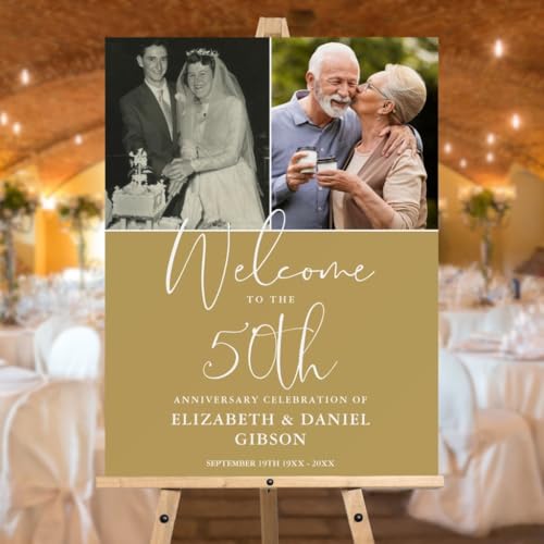 Personalized Wedding Welcome Sign - 50th Anniversary Photo Sign, Customizable