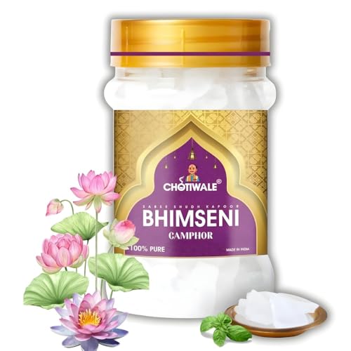Chotiwale 100gm Original Bhimseni Camphor Flakes | 100% Organic Pacha Karpooram for Puja, Aarti, Hawan & Diwali | Natural Shudh Kapoor for Aroma Diffuser & Meditation