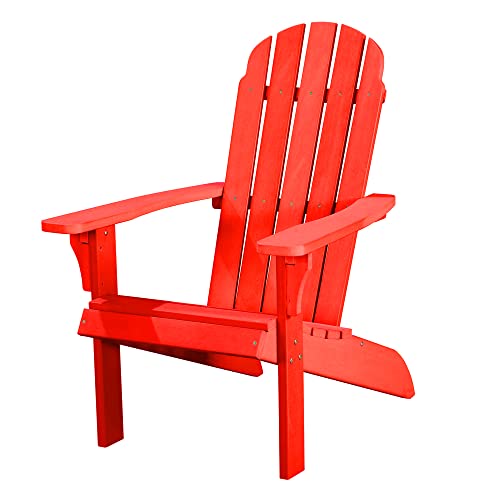Polyteak Adirondack Chair, Premium Weather Resistant Poly Lumber, Outdoor Patio Furniture, Up To 300 Lbs, Plastic Adirondack Chairs For Porch, Deck, & Pool Side, Traditional Element Collection, Red #TOP7