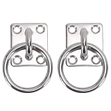 Yctze Placa de Ojo Cuadrada de Acero Inoxidable 304 de Grado Marino con Anillo de 30 X 35 Mm, Diámetro de Alambre de 5 Mm, Fuerte Capacidad de Carga con 2 Placas, 8 Tornillos, 8