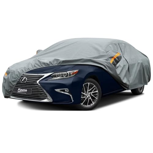 Image of Kayme Heavy Duty Car Cover Custom Fit Lexus ES 300 330 350, Waterproof All Weather for Automobiles, Full Exterior Covers Rain Sun UV Protection.