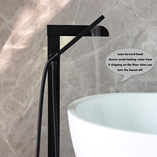Llave de piso para bañera independiente RIGOBAL LLGG con ducha manual, acabado negro, alta capacidad de flujo 11.9GAL/min miniatura 5