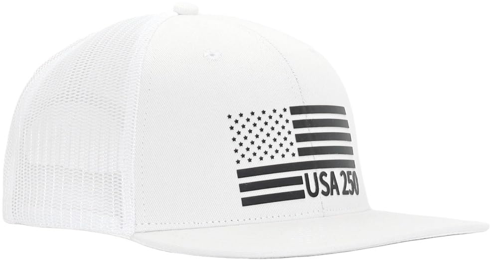 Image of USA 250th Anniversary Flag Hats, Army Tactical Operator Military Patriotic Veterans Flat Bill Trucker Hat, Fits OSFM&XXL Head