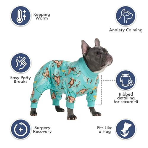 Image of Spark Paws Dog Pajama, Dog Recovery Suit Male, Onesie, Ultra-Soft and 4-Way Stretch, for Small Medium and Large Breeds - Monkey Business - M