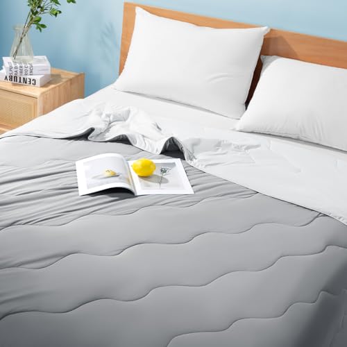 Image of Cooling Blanket for Hot Sleepers & Night Sweats - Cooling Comforter, Breathable Lightweight Double-Sided Summer Bedding, Breathable Soft All Season (Frosty Light Grey, Queen(90 inchx90 inch))