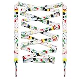 DANHUA Colored Printed Flat Shoelaces: 2 Pair Colorful Splash-ink Patterned Shoe Laces for Sneakers 47 inch