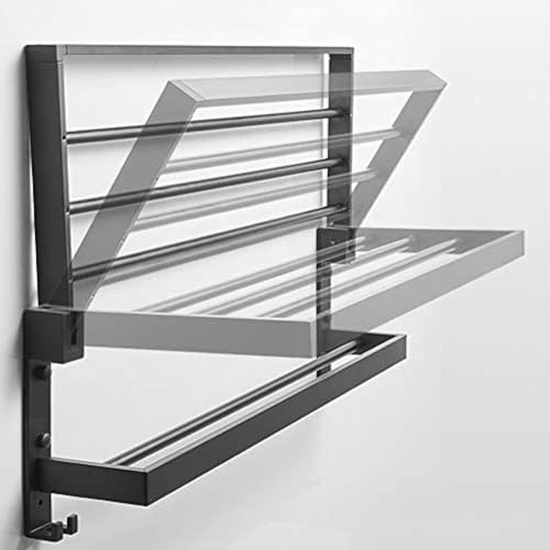 Porte-serviettes mural de douche pliable 40cm avec double barre de rangement - 4