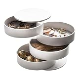 COREANNA Jewelry Organizer - Small Jewelry Storage Box - 4 Layer Rotating Travel Jewelry Tray Case:
