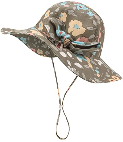 Image of Baby Girl Sun Hat Summer Beach Hats with UPF 50+ Toddler Infant with Wide Brim Strap Outdoor Bucket Hat